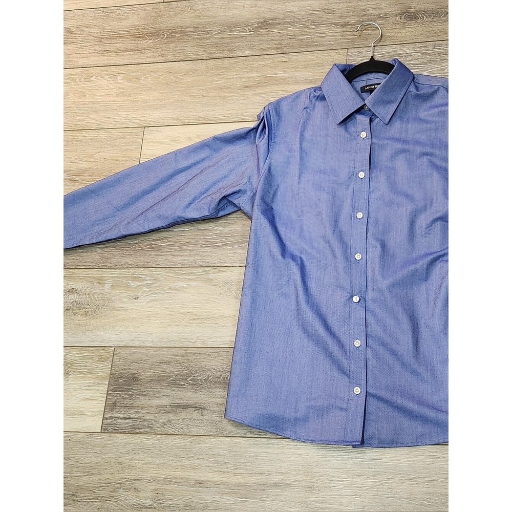Lands' End Blue Button-Down Chambray Shirt Size Medium